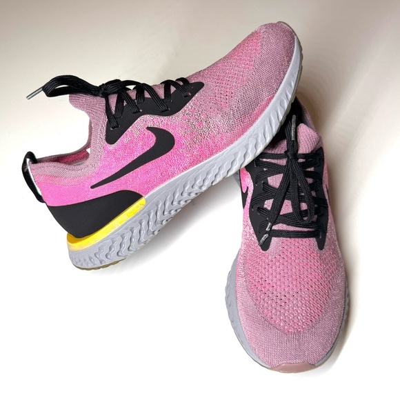 Nike Women’s Epic React Flyknit Running Shoes Plum Dust Pink Blast Size- 9 - Picture 3 of 9